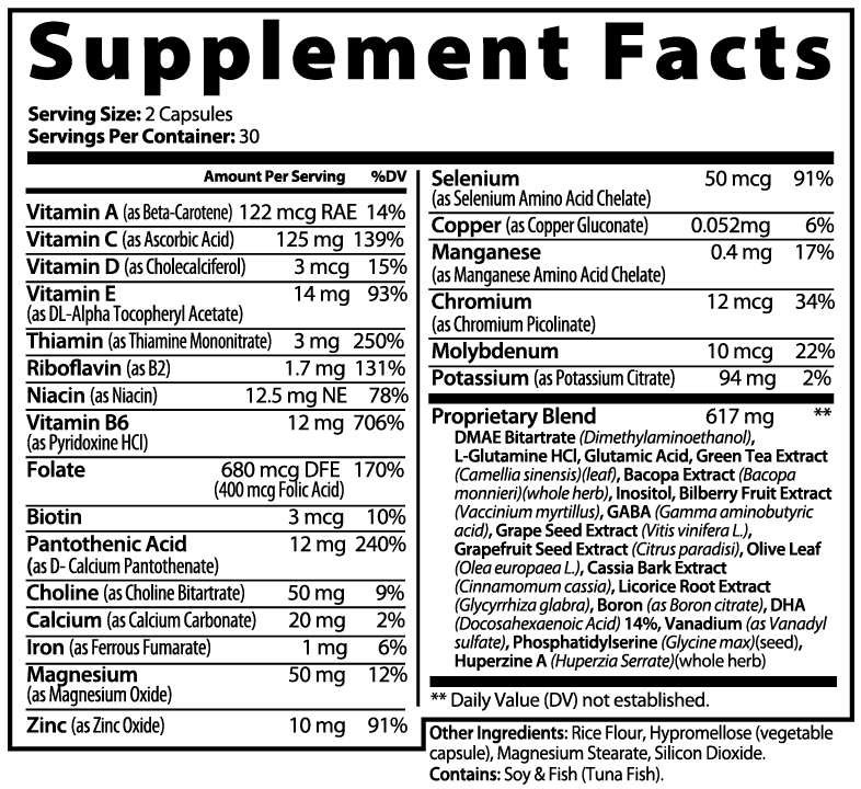 FOCUS Supplement Facts label