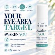 Awaken YOU eye-area Target step routine for morning and evening