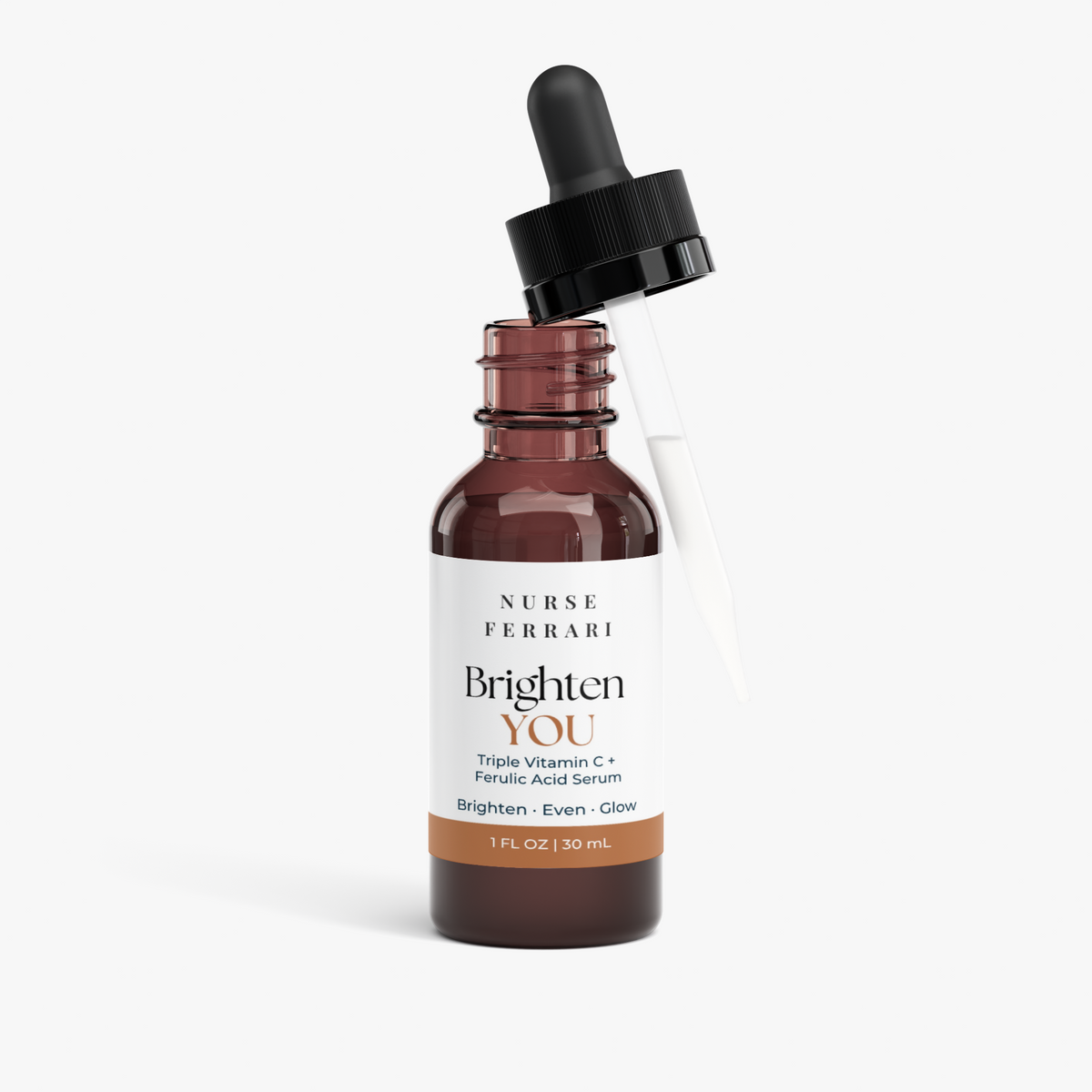 Brighten YOU bottle with clear serum dropper detail