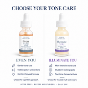 Compare Even YOU gentler tone care with Illuminate YOU multi-active tone care