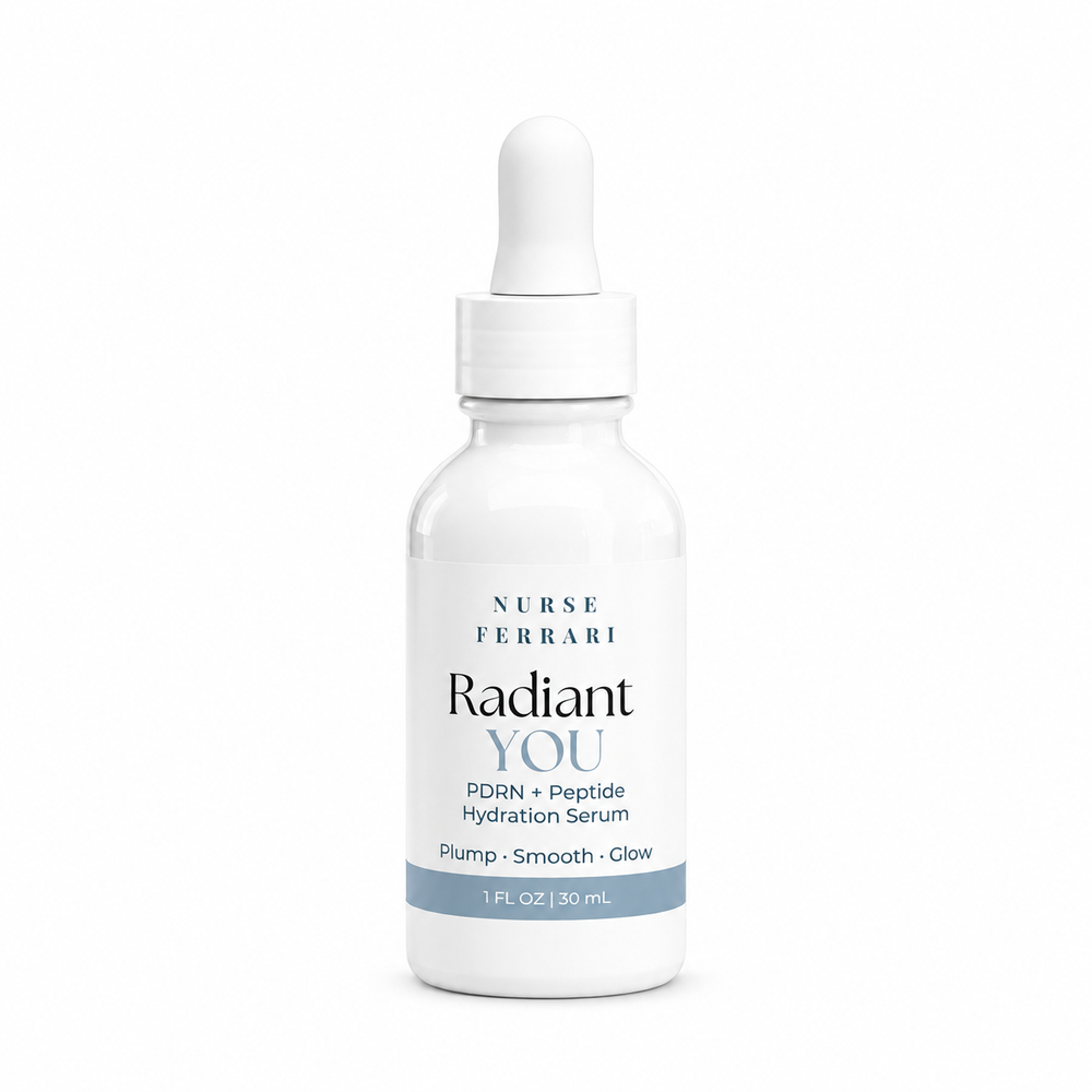 Nurse Ferrari Radiant YOU PDRN and Peptide Hydration Serum bottle on white