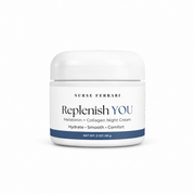 Replenish YOU Melatonin and Collagen Night Cream jar on crisp white